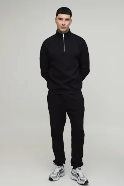 boohooMAN Sweatshirt Grand Col Montant 1/4 Zip Et Jogger Coupe Ajustée<Homme Tout Afficher|Survêtements