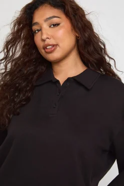 boohoo Sweat-shirt grande taille à col boutonné<Femme Sweats À Capuche Et Sweats|Sweats À Capuche Et Sweatshirts