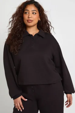 boohoo Sweat-shirt grande taille à col boutonné<Femme Sweats À Capuche Et Sweats|Sweats À Capuche Et Sweatshirts