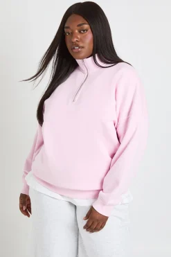 Sweat-shirt Grande Taille Col Montant Demi-zippé Coupe Oversize