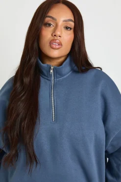 boohoo Sweat-shirt Grande Taille à Demi-Fermeture Éclair Oversize<Femme Sweats À Capuche Et Sweats|Sweats À Capuche Et Sweatshirts
