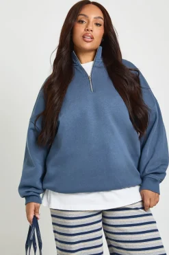 boohoo Sweat-shirt Grande Taille à Demi-Fermeture Éclair Oversize<Femme Sweats À Capuche Et Sweats|Sweats À Capuche Et Sweatshirts