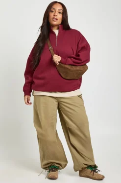 Sweat-shirt Grande Taille à Demi-Zip Oversize