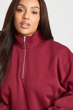 Sweat-shirt Grande Taille à Demi-Zip Oversize
