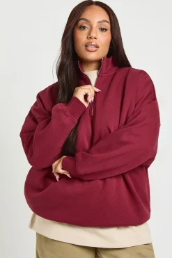 Sweat-shirt Grande Taille à Demi-Zip Oversize