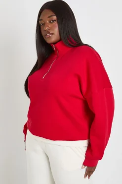 Sweat-shirt Grande Taille Demi-zip Oversize