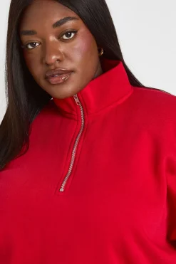 Sweat-shirt Grande Taille Demi-zip Oversize