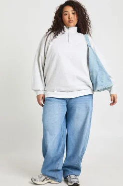 Sweat-shirt Grande Taille Demi-zip Oversize