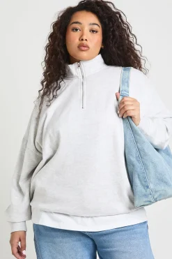 Sweat-shirt Grande Taille Demi-zip Oversize
