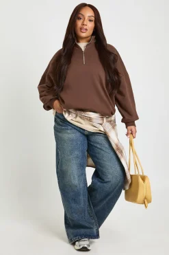 Sweat-shirt Grande Taille Oversize À Demi-zip