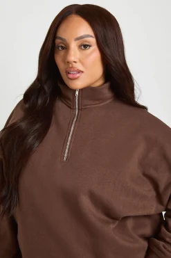 Sweat-shirt Grande Taille Oversize À Demi-zip