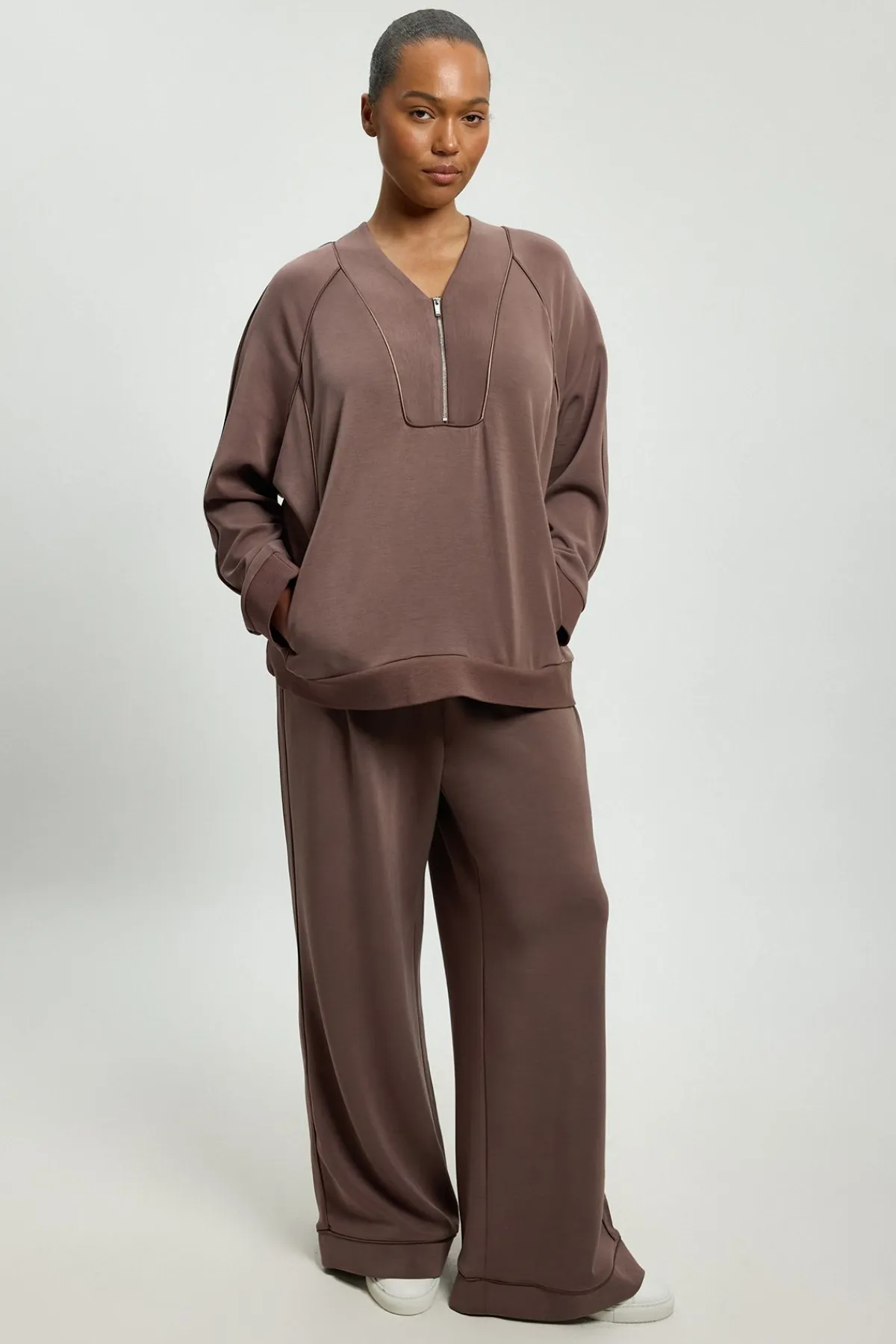 KarenMillen Sweat-shirt Grande Taille Premium Luxe À Fermeture Éclair Et Col En V<Femme Loungewear|Ensembles