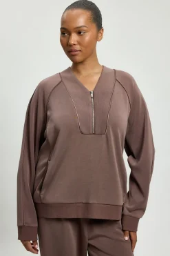KarenMillen Sweat-shirt Grande Taille Premium Luxe À Fermeture Éclair Et Col En V<Femme Loungewear|Ensembles