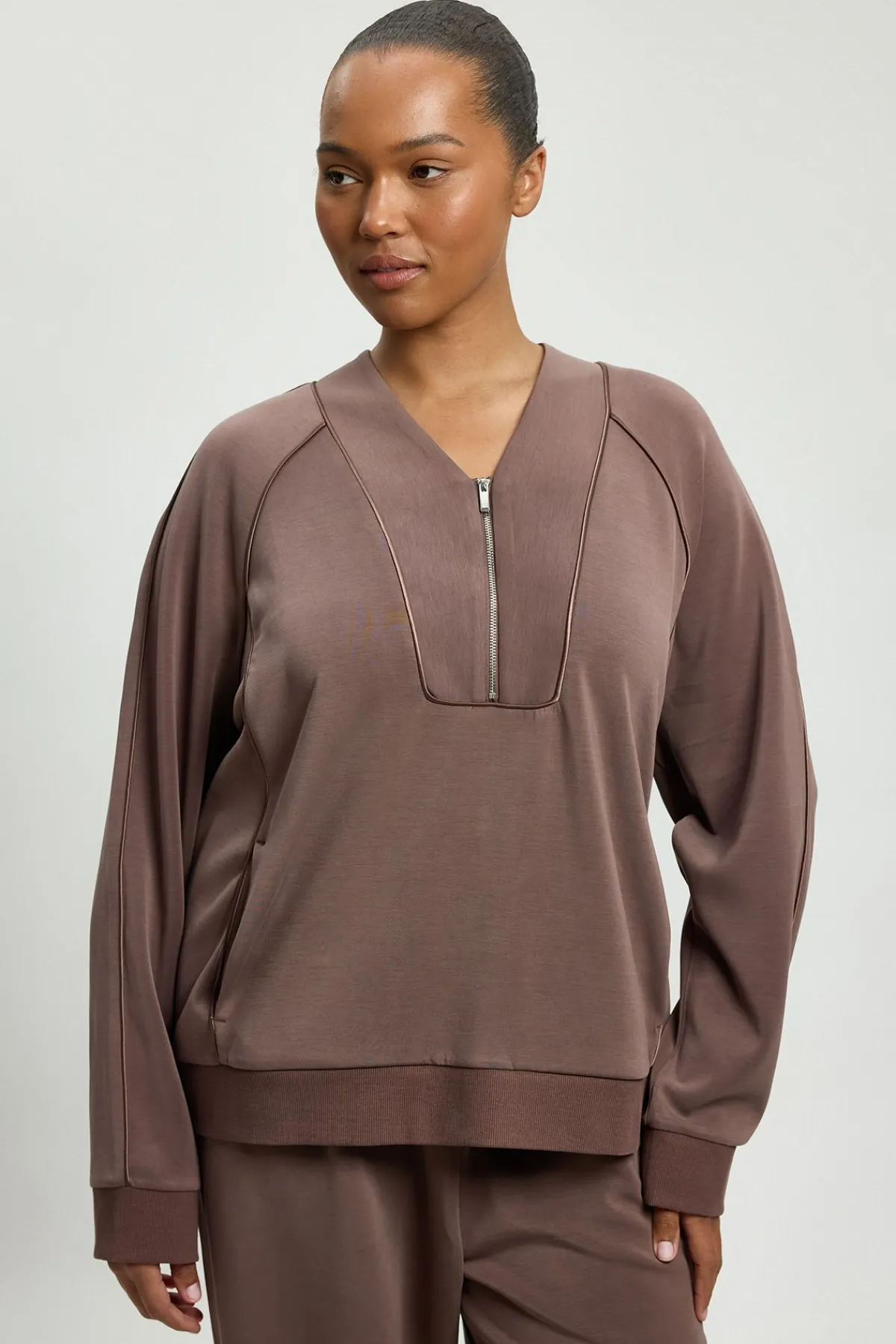 KarenMillen Sweat-shirt Grande Taille Premium Luxe À Fermeture Éclair Et Col En V<Femme Loungewear|Ensembles
