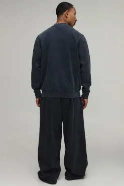 boohooMAN Sweat-shirt Henley À Appliques Effet Délavé Coupe Regular Homme<Homme Sweats À Capuche Et Sweatshirts|Sweats À Capuche Et Sweats
