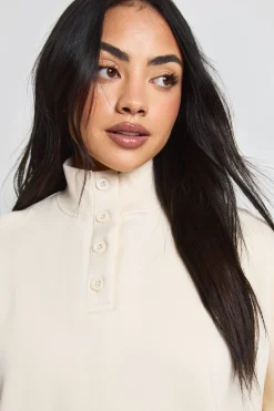 boohoo Sweatshirt Henley à Col Cheminée<Femme Sweats À Capuche Et Sweats|Sweats À Capuche Et Sweatshirts