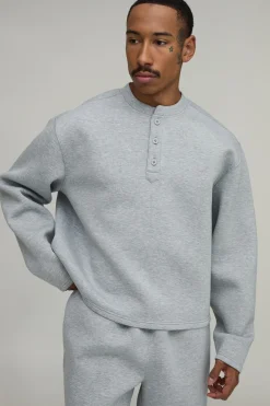 Sweat-shirt Henley Scuba Oversize Coupe Carrée