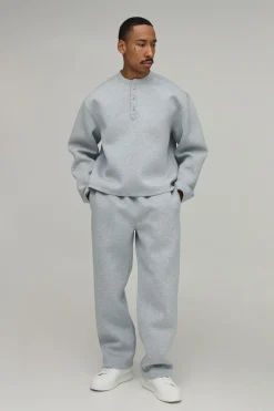 Sweat-shirt Henley Scuba Oversize Coupe Carrée