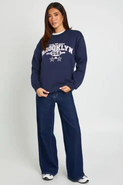 Sweat-shirt Imprimé Brooklyn Effet Délavé