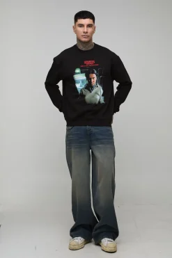 Sweat-shirt Imprimé sous Licence Stranger Things Oversize Grande Taille