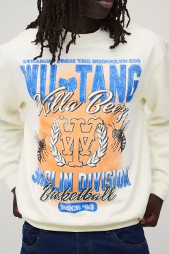 boohooMAN Sweat-shirt Imprimé Wu-tang Sous Licence Coupe Oversize<Homme Sweats À Capuche Et Sweatshirts|Sweats À Capuche Et Sweats