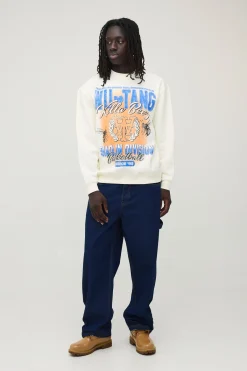 boohooMAN Sweat-shirt Imprimé Wu-tang Sous Licence Coupe Oversize<Homme Sweats À Capuche Et Sweatshirts|Sweats À Capuche Et Sweats