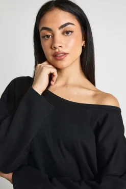 Sweat-shirt Interlock Épaules Dénudées Coupe Longue