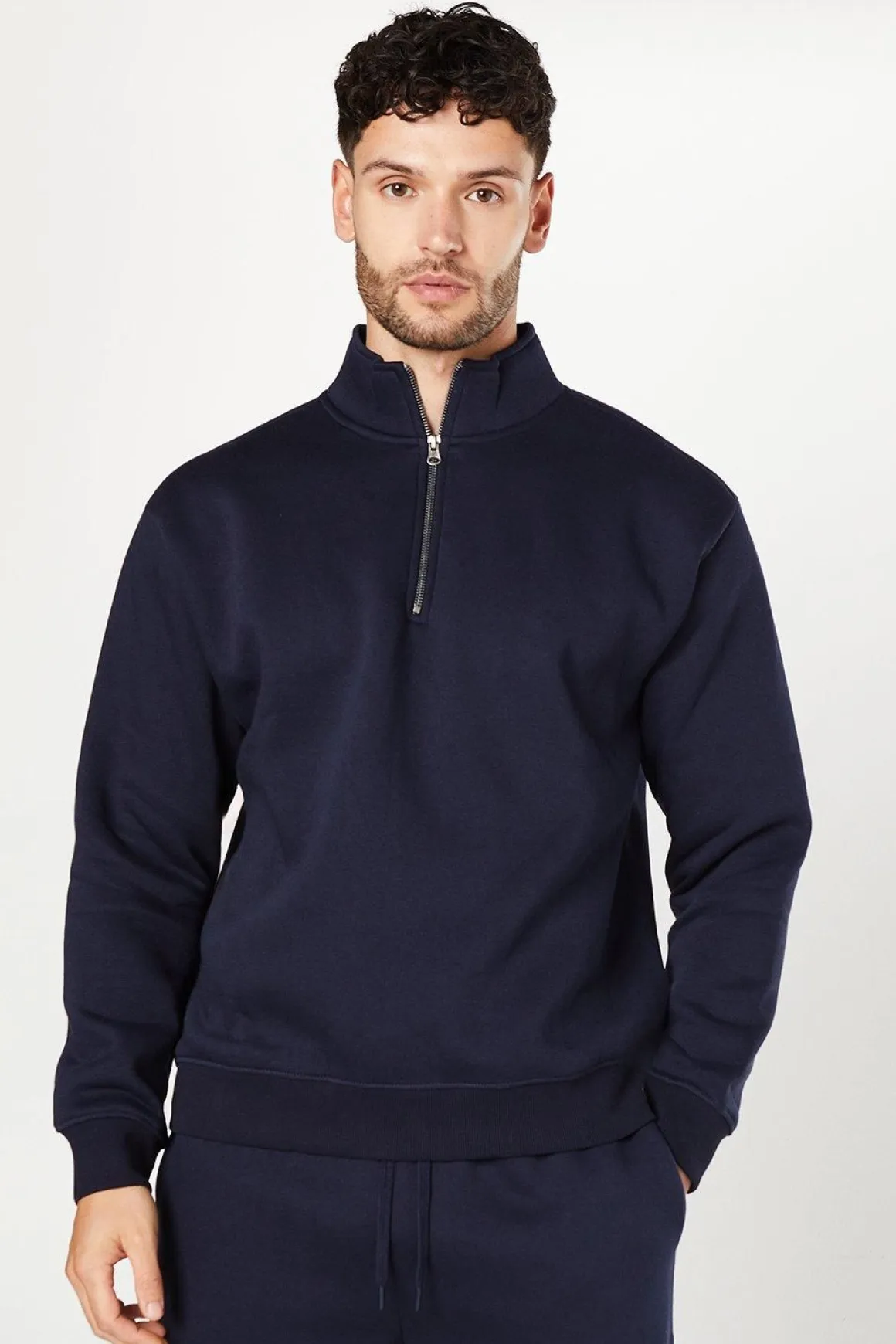 Sweat-shirt Jersey à Demi-Fermeture Éclair