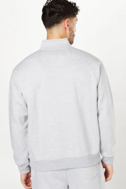 Sweat-shirt Jersey Gris Chiné à Demi-Zip