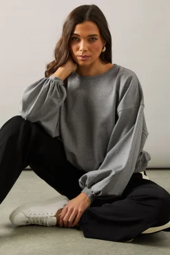 Sweatshirt Jersey Petite à Ourlet Élastique Ensemble Coordonné