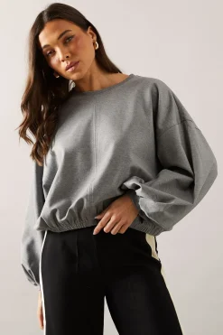 Sweatshirt Jersey Petite à Ourlet Élastique Ensemble Coordonné