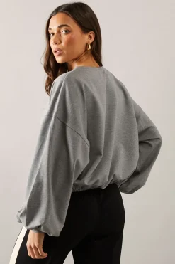 Sweatshirt Jersey Petite à Ourlet Élastique Ensemble Coordonné
