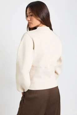 Sweat-shirt à Manches Bouffantes Taille Cintrée avec Boutons-Pression