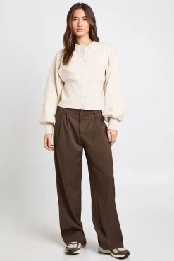 Sweat-shirt à Manches Bouffantes Taille Cintrée avec Boutons-Pression