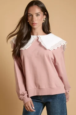 Sweatshirt À Manches Bouffantes Avec Col En Coton