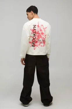 Sweat-shirt Noir Oversize Ample À Col Montant Avec Imprimé Floral Brooklyn
