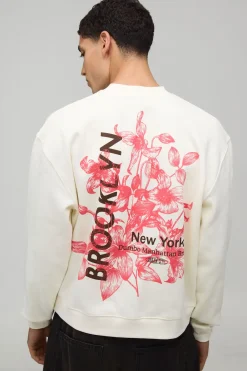Sweat-shirt Noir Oversize Ample À Col Montant Avec Imprimé Floral Brooklyn
