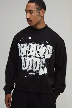 Sweat-shirt Noir Oversize Boxy À Imprimé Graffiti Worldwide