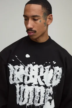 Sweat-shirt Noir Oversize Boxy À Imprimé Graffiti Worldwide