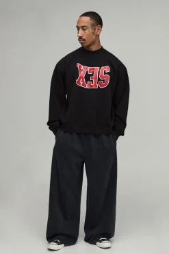 boohooMAN Sweat-shirt Oversize Coupe Boxy À Slogan Imprimé Sex<Homme Sweats À Capuche Et Sweatshirts|Sweats À Capuche Et Sweats