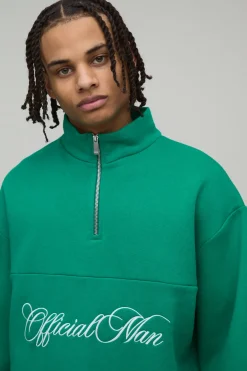 boohooMAN Sweat-shirt Officiel Homme à Zip Quart avec Empiècements<Homme Sweats À Capuche Et Sweatshirts|Sweats À Capuche Et Sweats