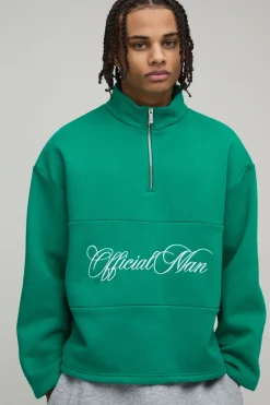 boohooMAN Sweat-shirt Officiel Homme à Zip Quart avec Empiècements<Homme Sweats À Capuche Et Sweatshirts|Sweats À Capuche Et Sweats