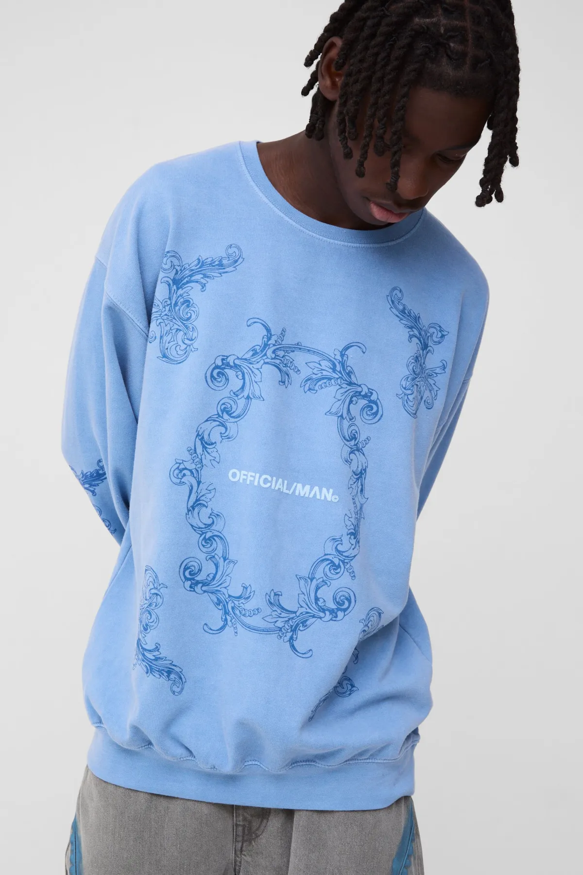 boohooMAN Sweat-shirt Officiel Lavé Oversize à Imprimé Gonflé<Homme Sweats À Capuche Et Sweatshirts|Sweats À Capuche Et Sweats