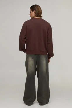 Sweat-shirt Oversize Ample Homme Avec Appliqué Effet Délavé
