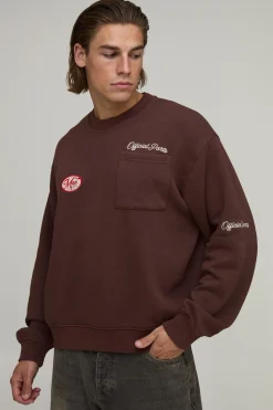 Sweat-shirt Oversize Ample Homme Avec Appliqué Effet Délavé
