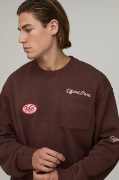 Sweat-shirt Oversize Ample Homme Avec Appliqué Effet Délavé