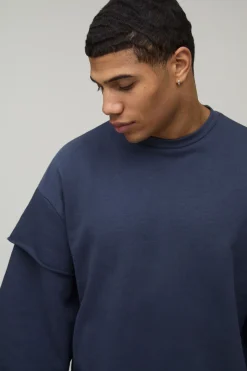 Sweat-shirt Oversize Ample À Triple Fausse Manche En Molleton Lourd Bouclette