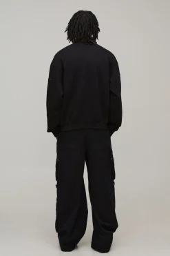 Sweat-shirt Oversize Boxy à Cœur Brodé avec Panneaux