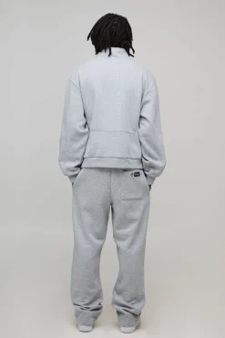 boohooMAN Sweatshirt oversize boxy, de style universitaire varsity, à col entonnoir et zip quart<Homme Sweats À Capuche Et Sweatshirts|Sweats À Capuche Et Sweats
