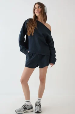 DSGN Studio Sweat-shirt Oversized Délavé Épaules Dénudées En Molleton Épais<Femme Sweats À Capuche Et Sweats|Dsgn Studio